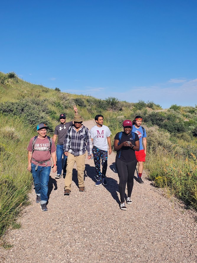 Men of Color students participate in a hike in Las Cruces, NM